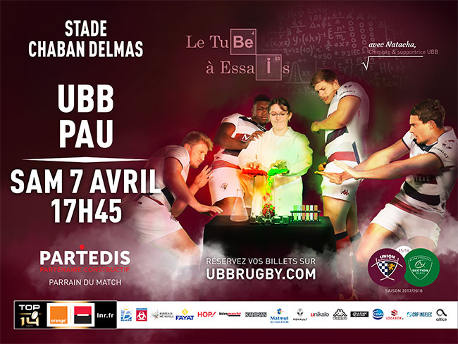 UBB - Pau samedi 7 avril à 17h45 au stade Chaban Delmas